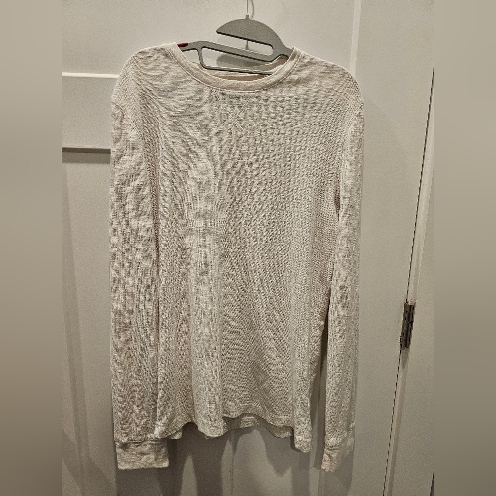 Ultimate Thermal Long Sleeve Waffle Crewneck Shirt Men’s Large Off-White